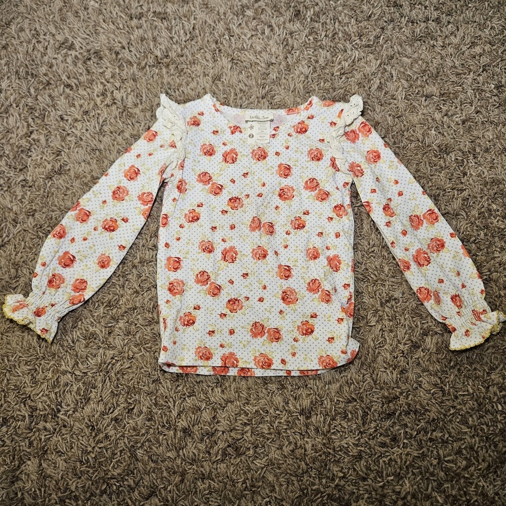 Matilda Jane Wonderful Parade Georgia Tee Lace Ruffle Trim Floral Size 2T